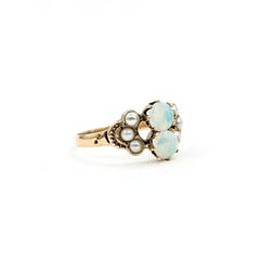 Vintage Opal & Seed Pearl Milgrain Ring in 9k Gelbgold