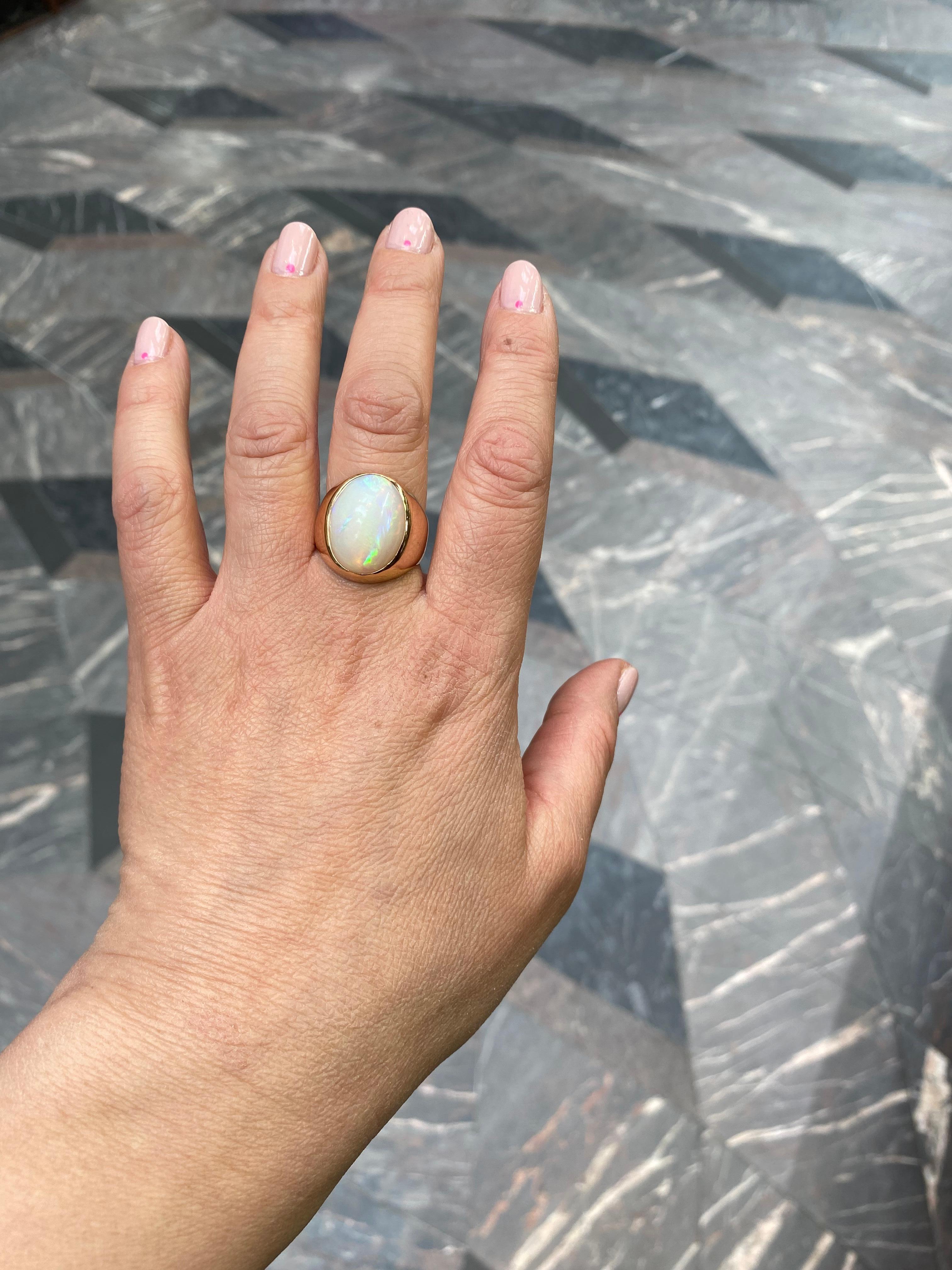 Vintage Opal Siegelring aus 18 Karat Gelbgold, um 1960 4