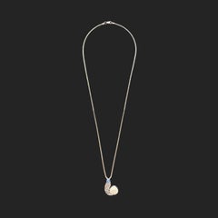 Vintage Opal & Silver Crescent Moon Necklace - Shimmering Turquoise - 925 Silver