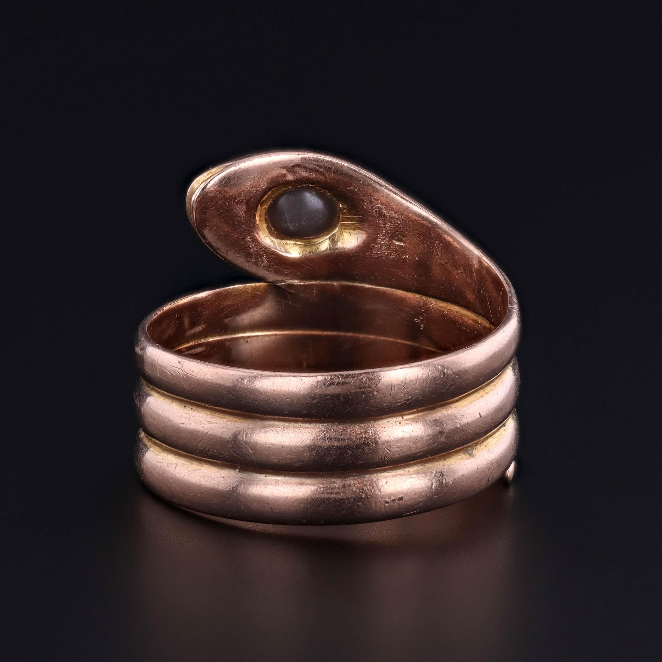 da uomo o donna Anello a serpente con opale d'epoca in oro 9ct in vendita