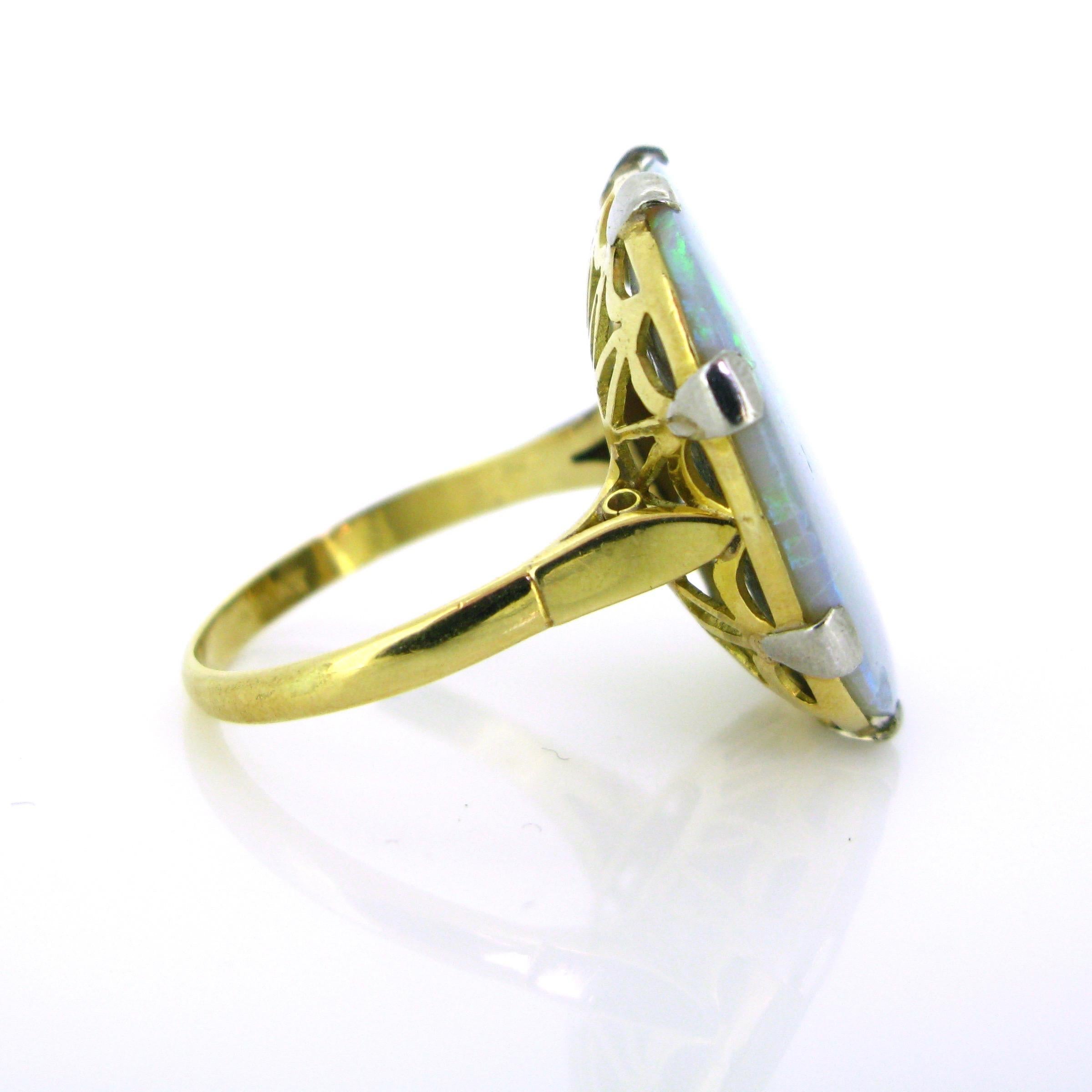 Vintage Opal Yellow Gold Platinum Fashion Ring 1