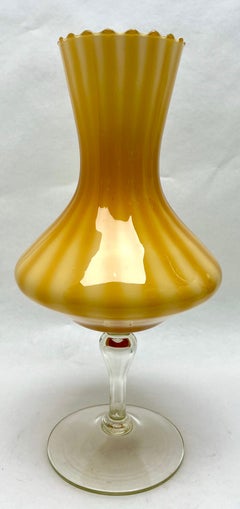 Vintage Opalescent Italian Opaline Vase on Foot from Florence, 1950s