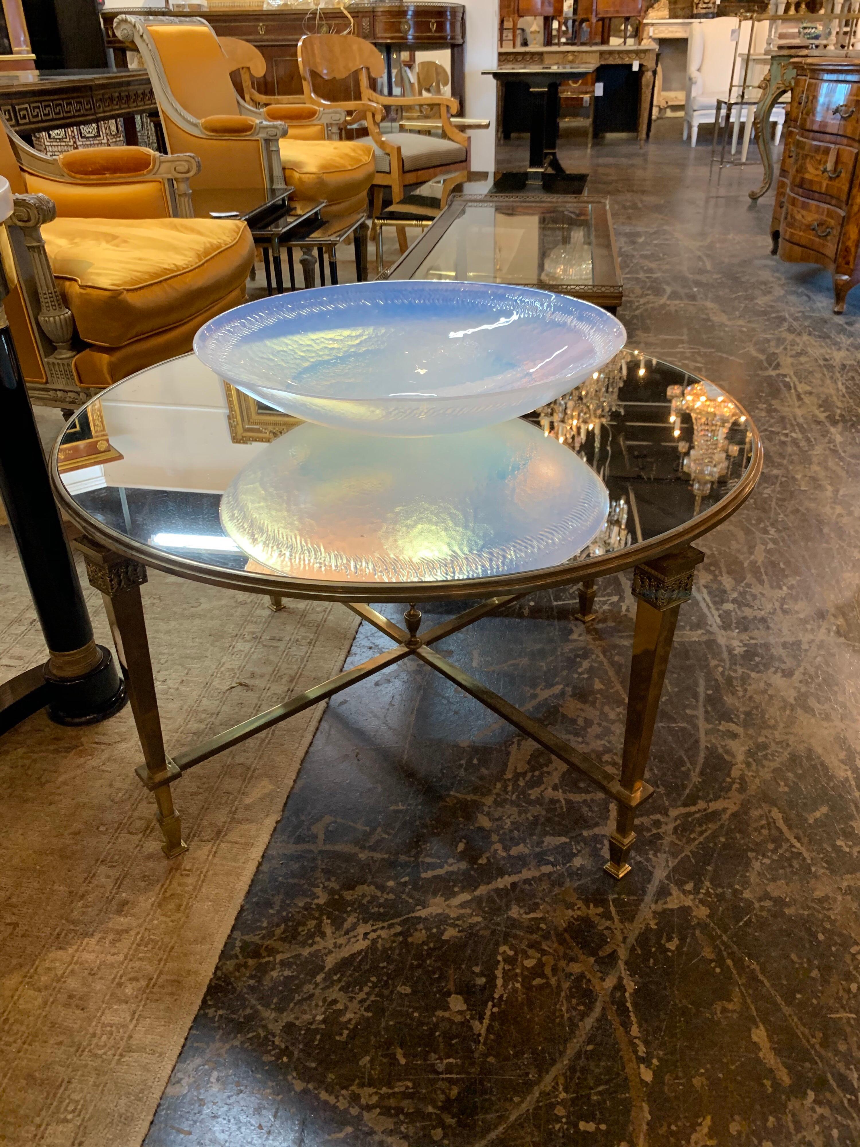 Italian Vintage Opalescent Murano Glass Centerpiece Bowl For Sale