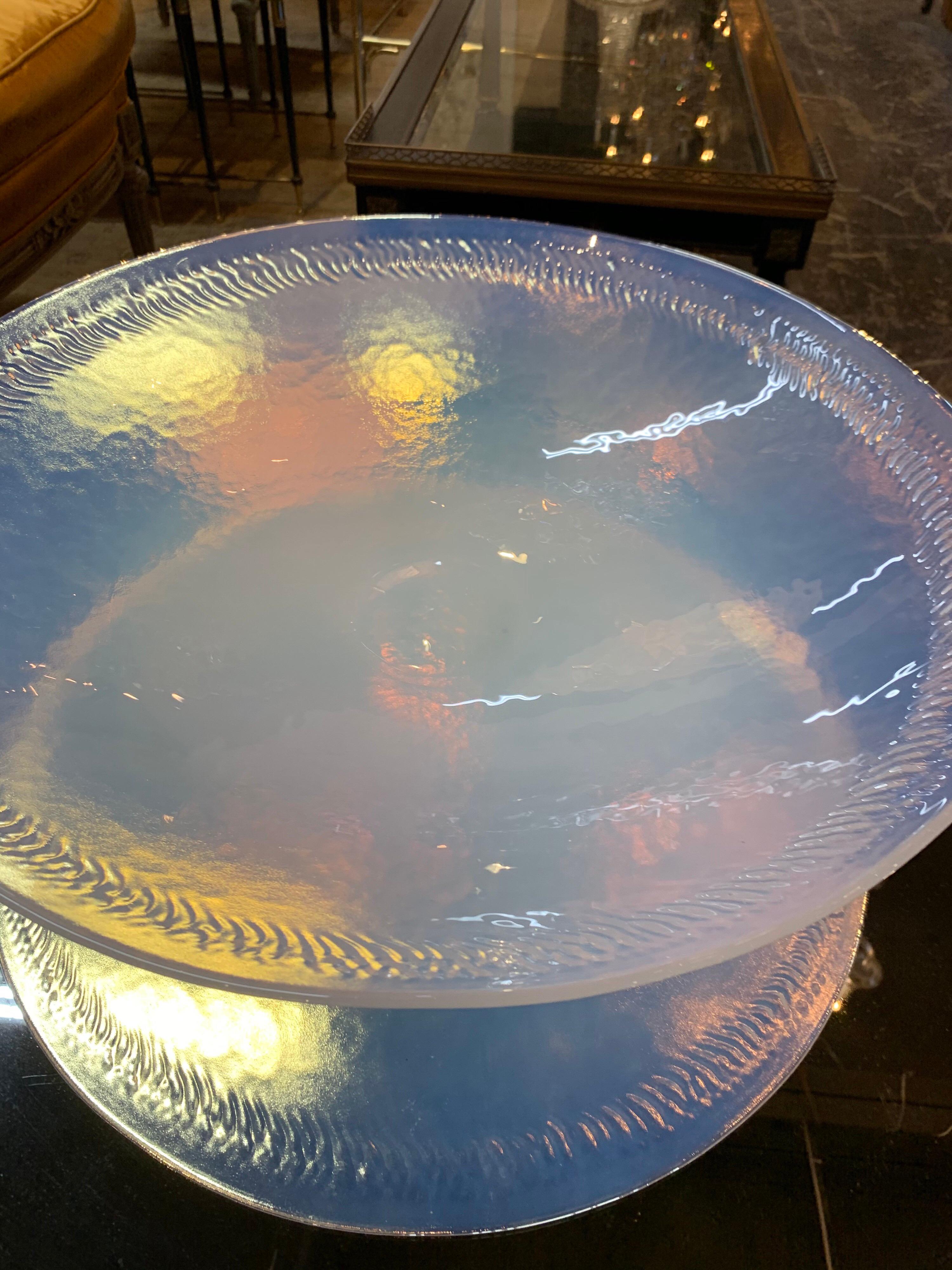 20th Century Vintage Opalescent Murano Glass Centerpiece Bowl For Sale