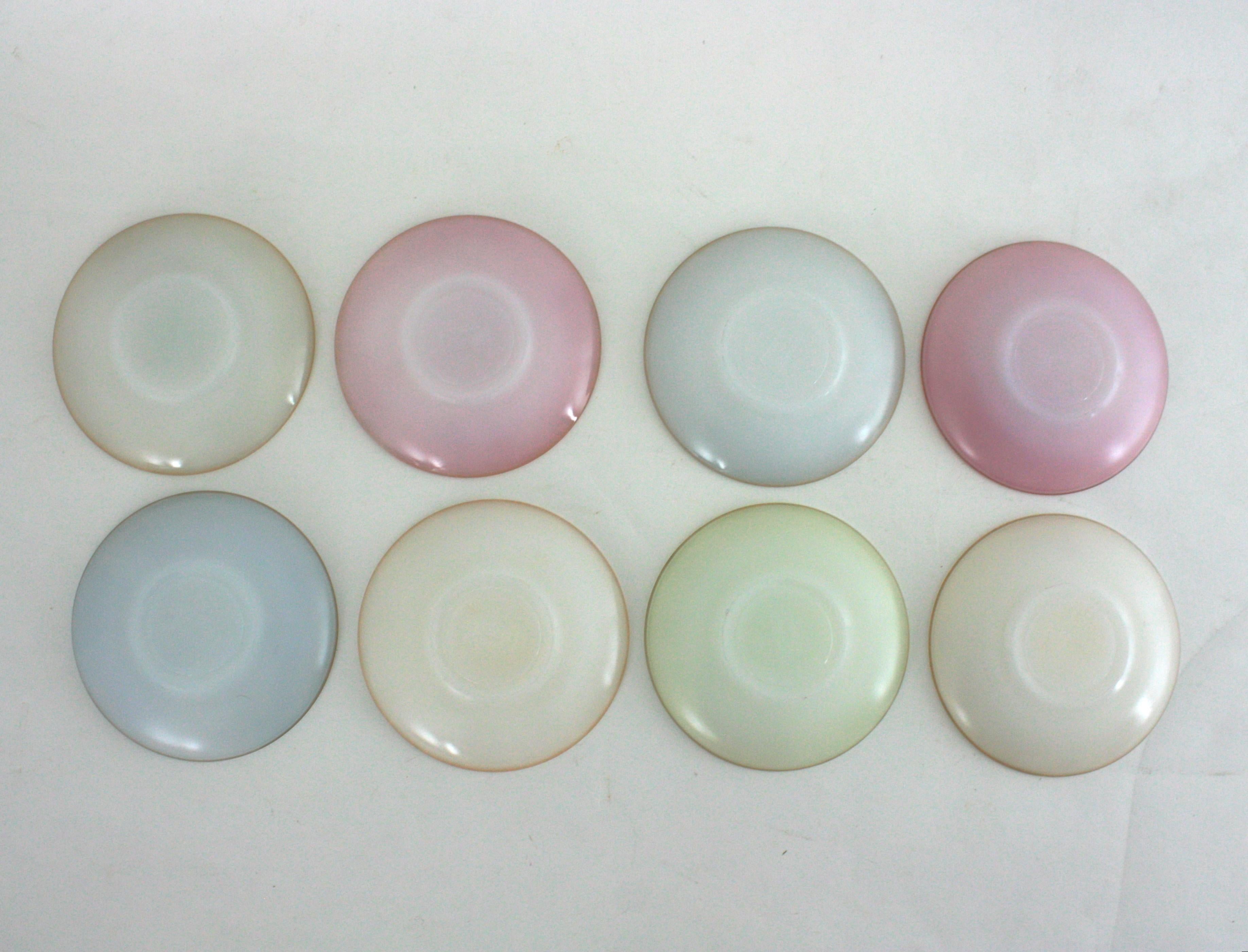 Vintage Opalescent Pastellfarben Kaffee / Tee-Set für acht mit Goldrändern im Angebot 5