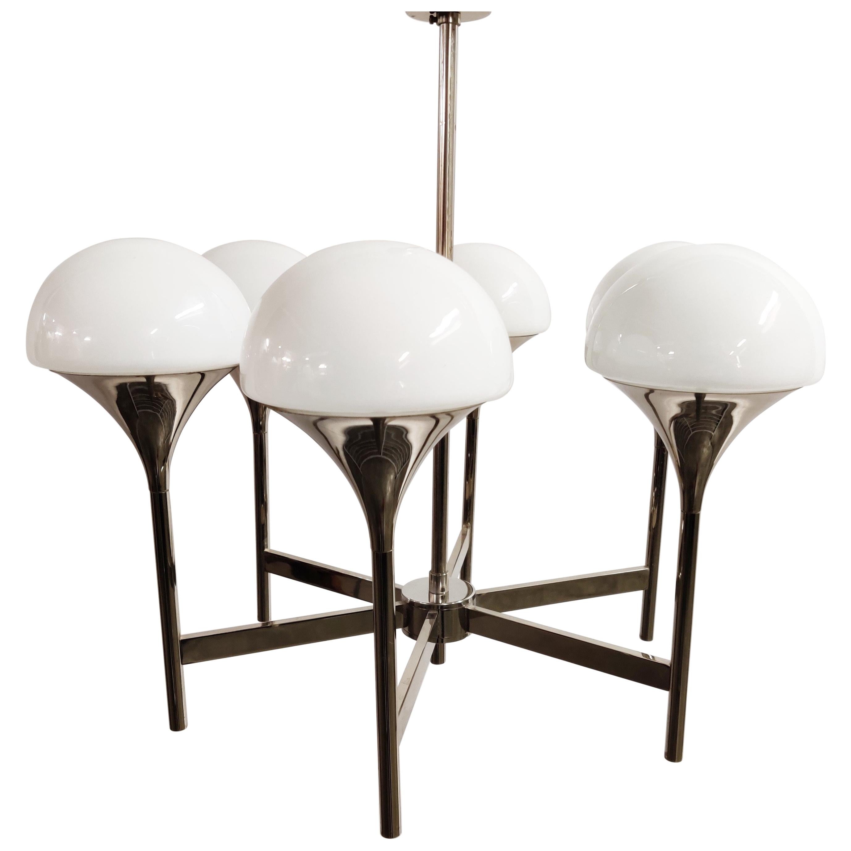 Vintage Opaline Chandelier by Goffredo Reggiani, 1970s