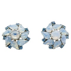 Vintage Opaline Glass Sunburst Earrings 1950s