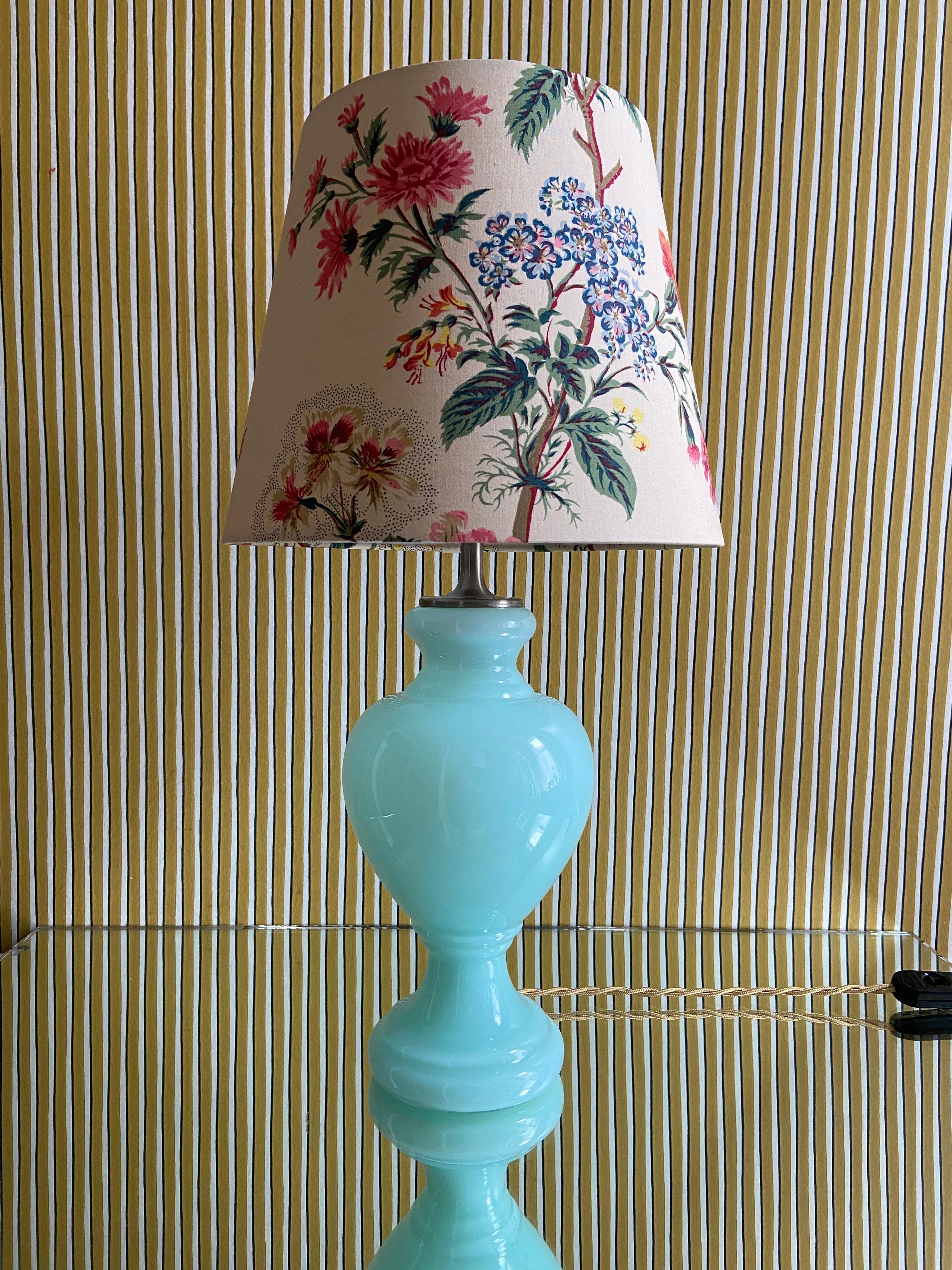 Danish Vintage Opaline Glass Table Lamp in Turquoise, Denmark, Late 20th Century