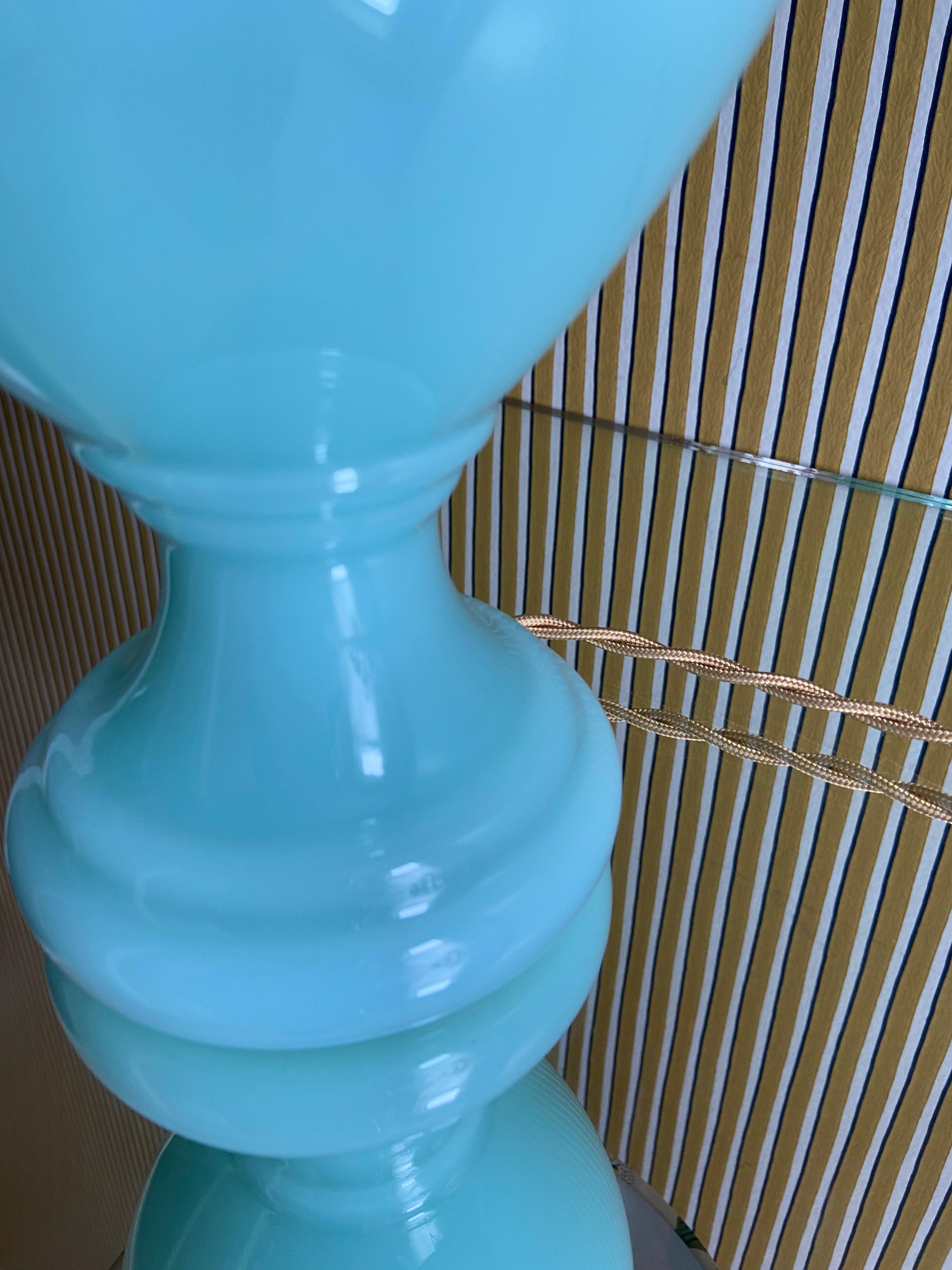 Vintage Opaline Glass Table Lamp in Turquoise, Denmark, Late 20th Century In Good Condition In Copenhagen K, DK