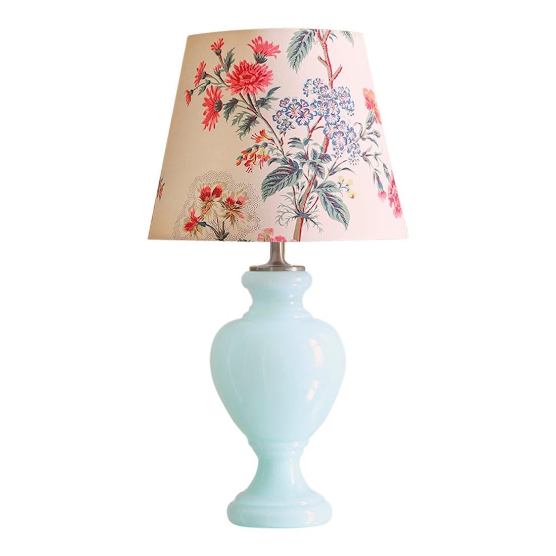 Vintage Opaline Glass Table Lamp in Turquoise, Denmark, Late 20th Century