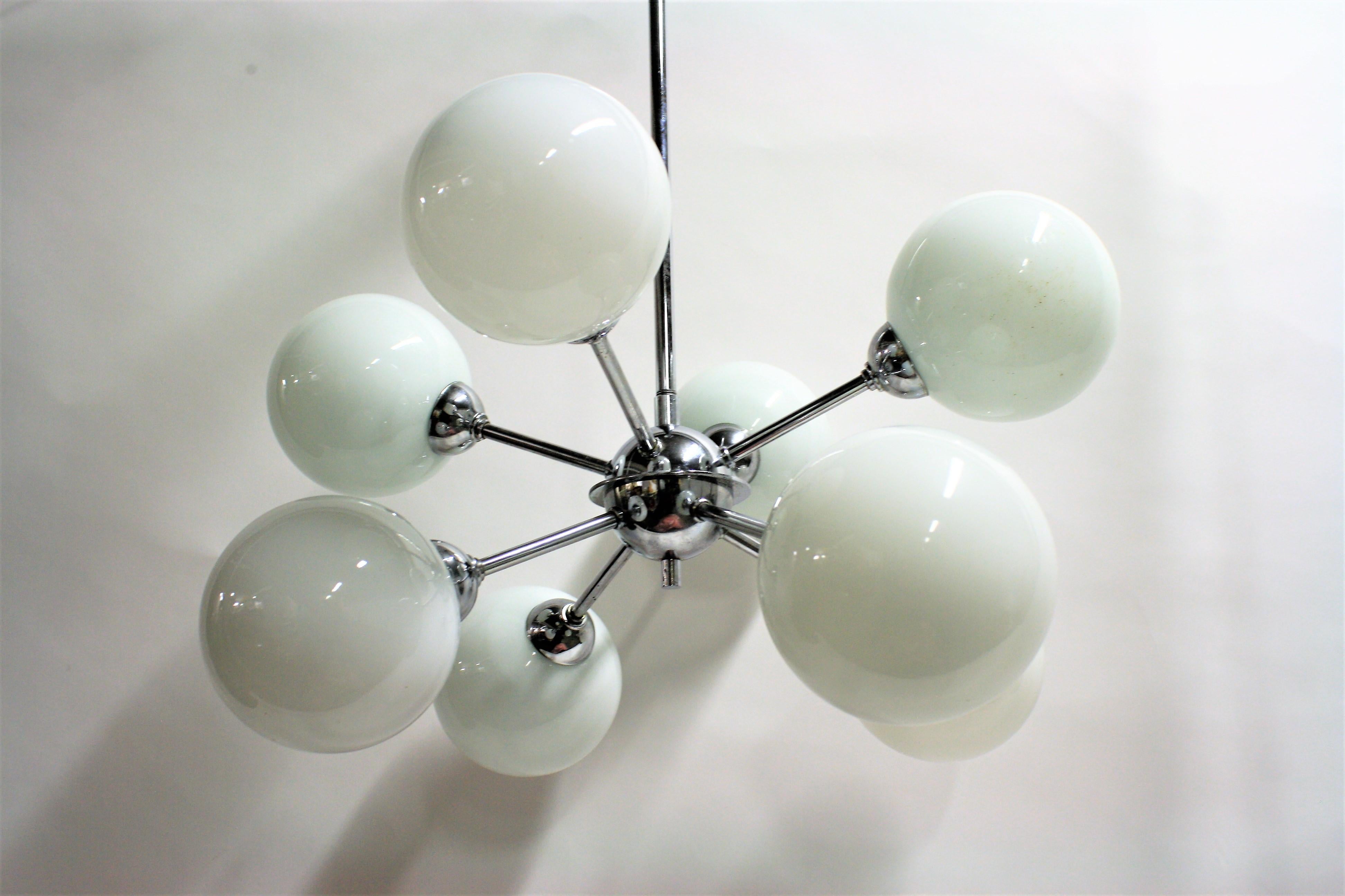 Mid-20th Century Vintage Opaline Sputnik Chandelier, 1960s