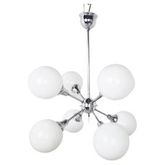 Vintage Opaline Sputnik Chandelier, 1970s Vintage Opaline Sputnik Chandelier, 1970s