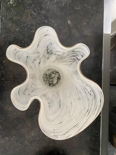 Vintage Opaline White Murano Glass Sculptural Vase