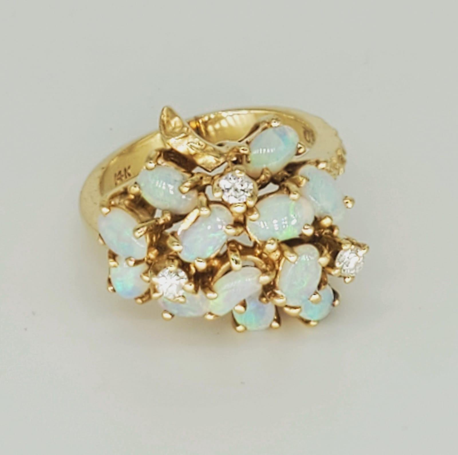 opal cluster ring gold
