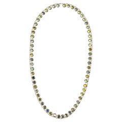 Vintage Open Back Crystal Aurora Borealis Long Necklace Circa 1960s