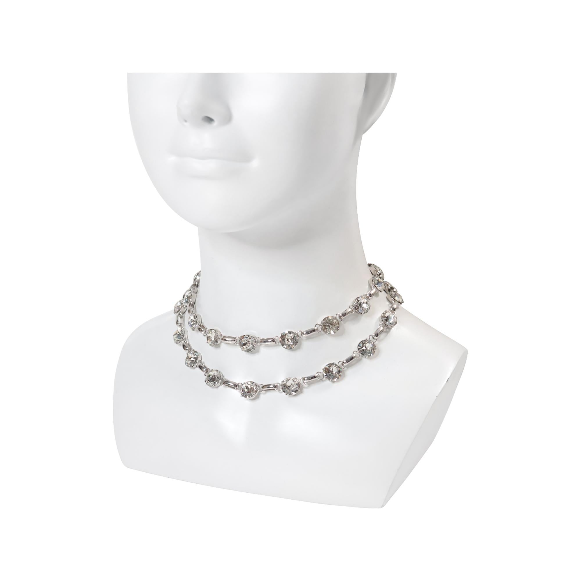 da uomo o donna Vintage Open Back Crystal Double Row Choker Circa 1960 in vendita