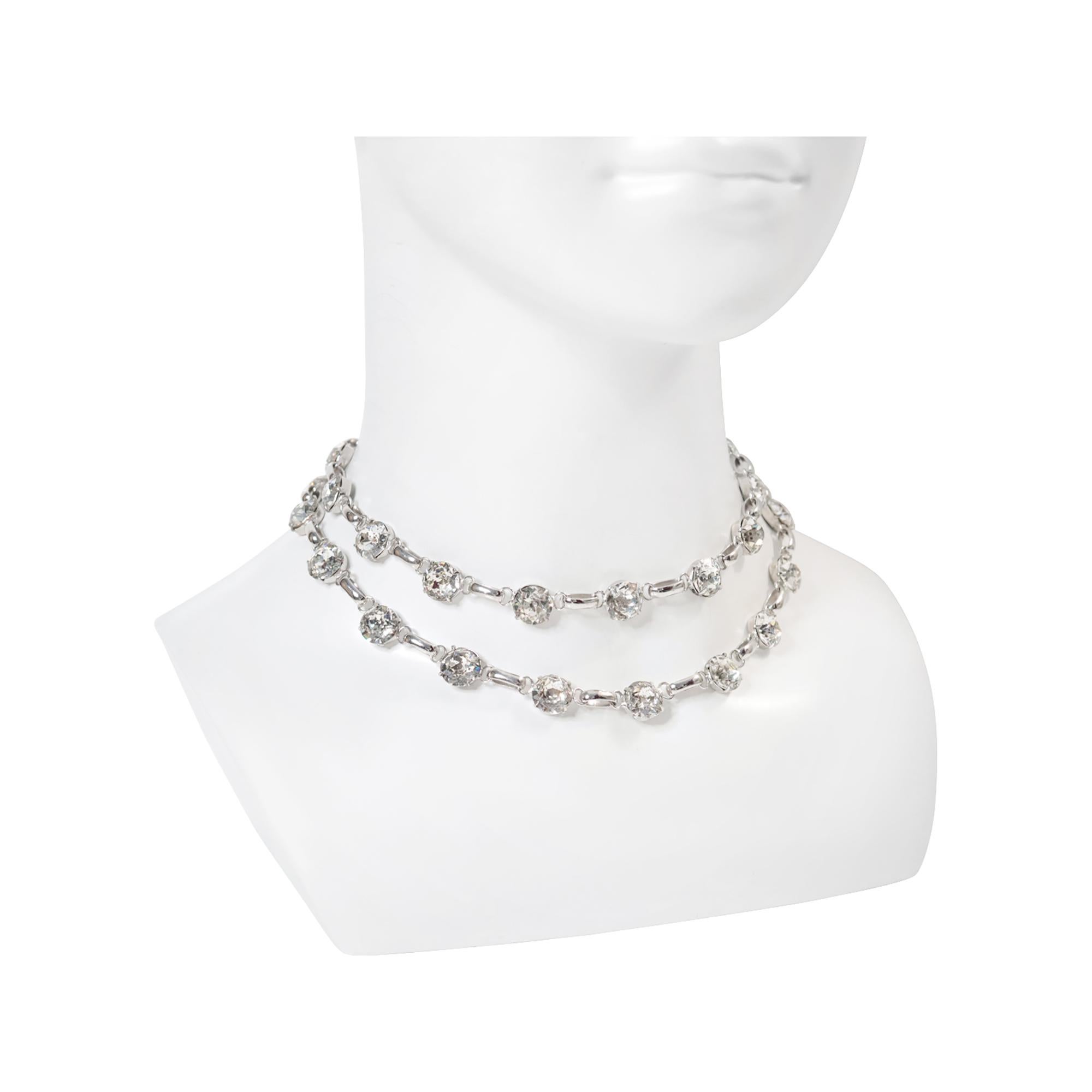 Vintage Open Back Crystal Double Row Choker Circa 1960 in vendita 1