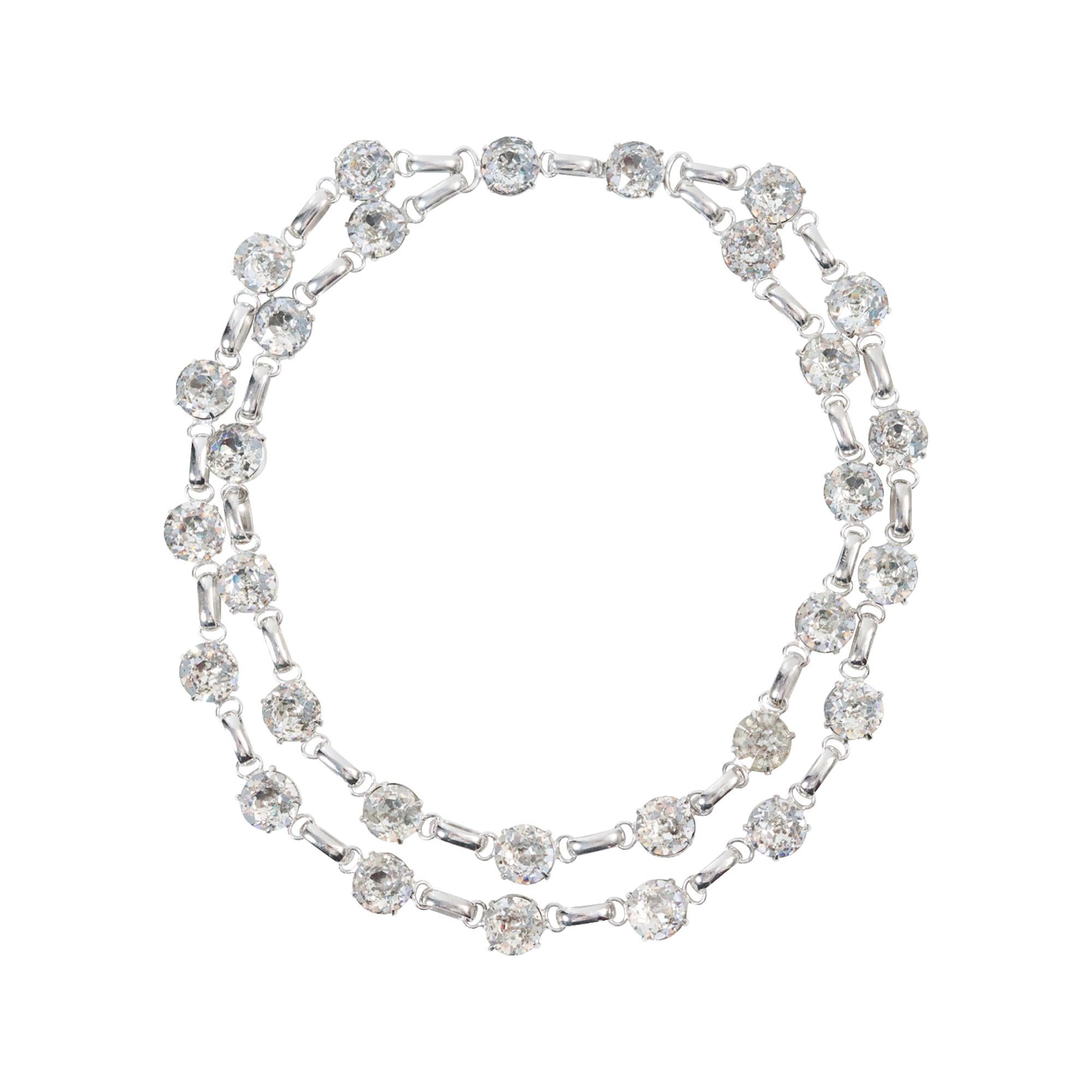 Vintage Open Back Crystal Double Row Choker Circa 1960 in vendita 4