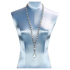 Vintage Open Back Crystal Long Necklace with Dangling Piece Circa 1920s