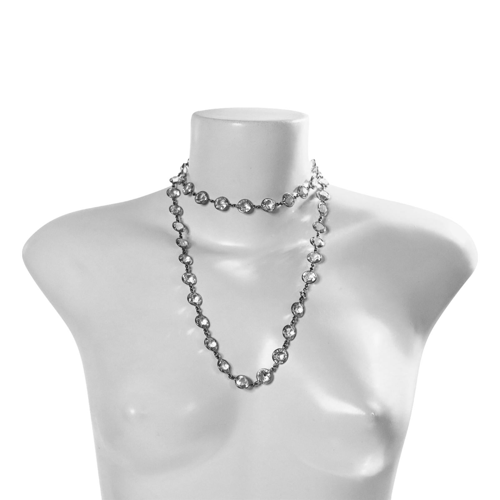 Vintage Open Back Crystal  Long Sautoir Necklace Circa 1920s 9