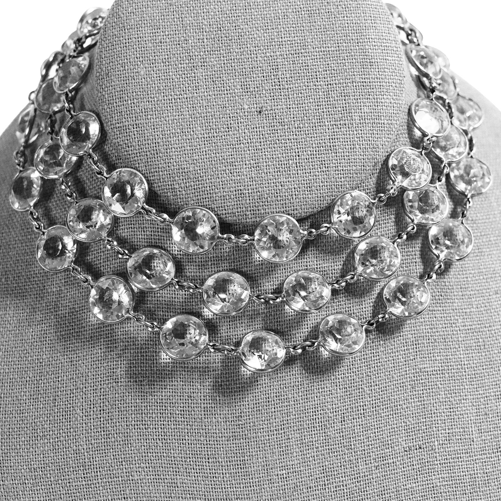 Vintage Open Back Crystal  Long Sautoir Necklace Circa 1920s 10