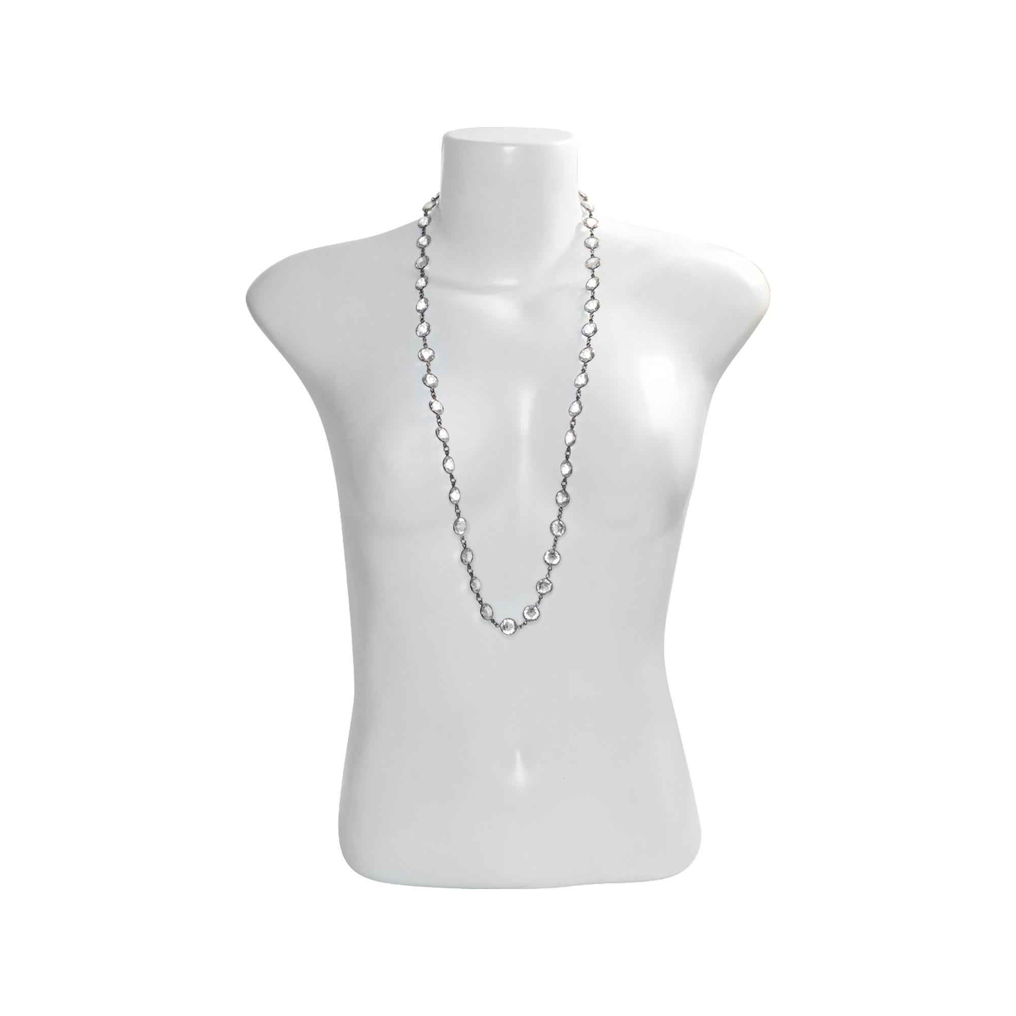 Women's or Men's Vintage Open Back Crystal Long Sautoir Necklace Circa 1920s For Sale