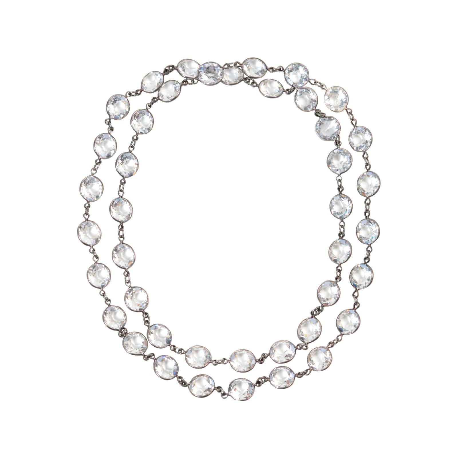 Collier Sautoir Vintage à dos ouvert en cristal Circa 1920s Bon état - En vente à New York, NY