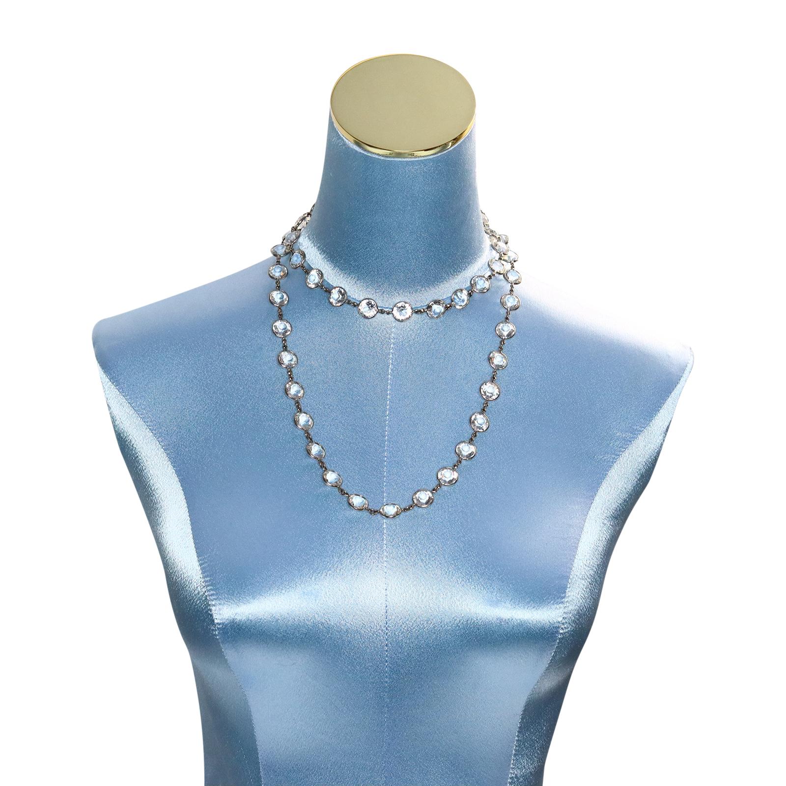 Vintage Open Back Crystal  Long Sautoir Necklace Circa 1920s