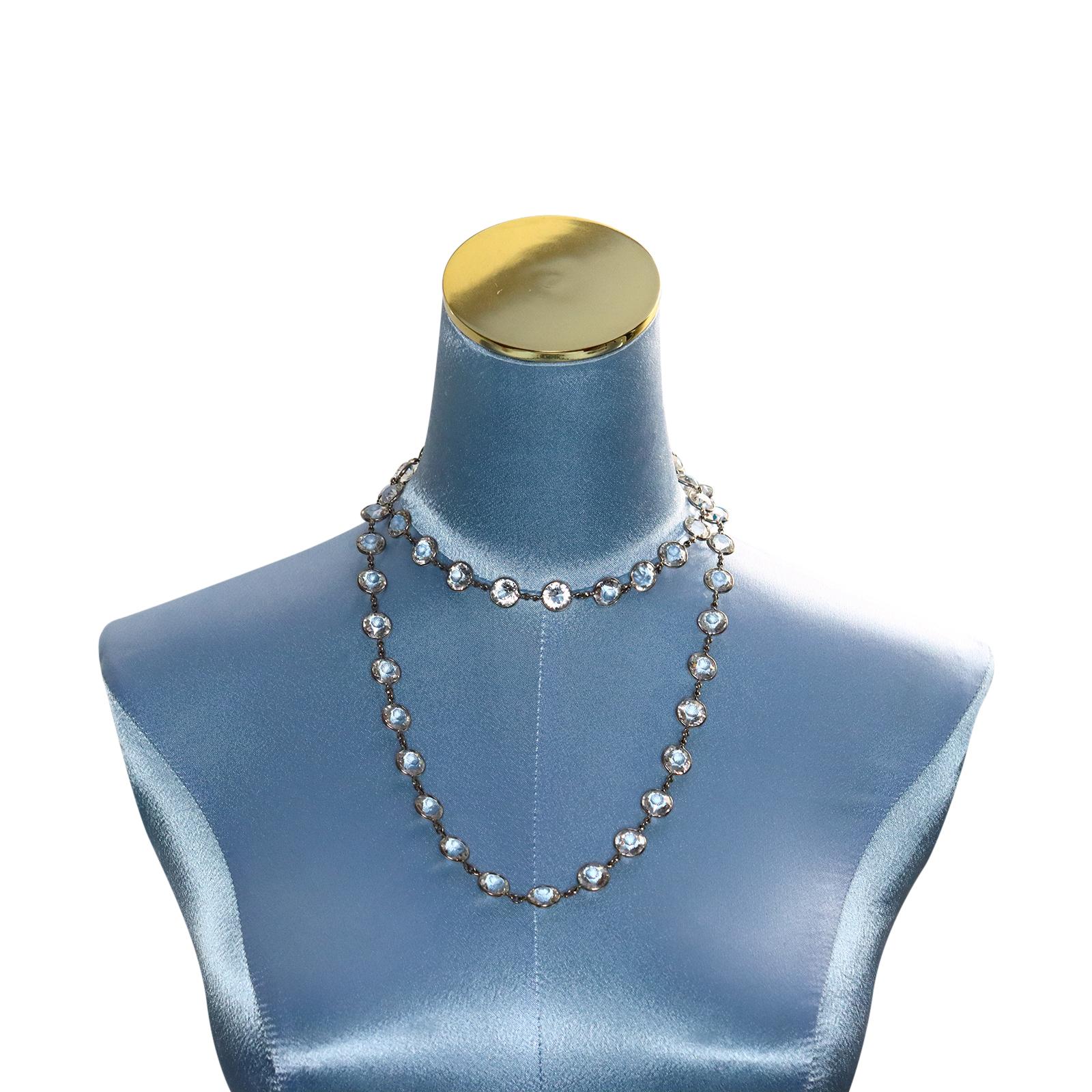 Vintage Open Back Crystal  Long Sautoir Necklace Circa 1920s 2