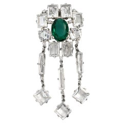Vintage Open Back Dangling Crystal Clip, ca. 1940er Jahre
