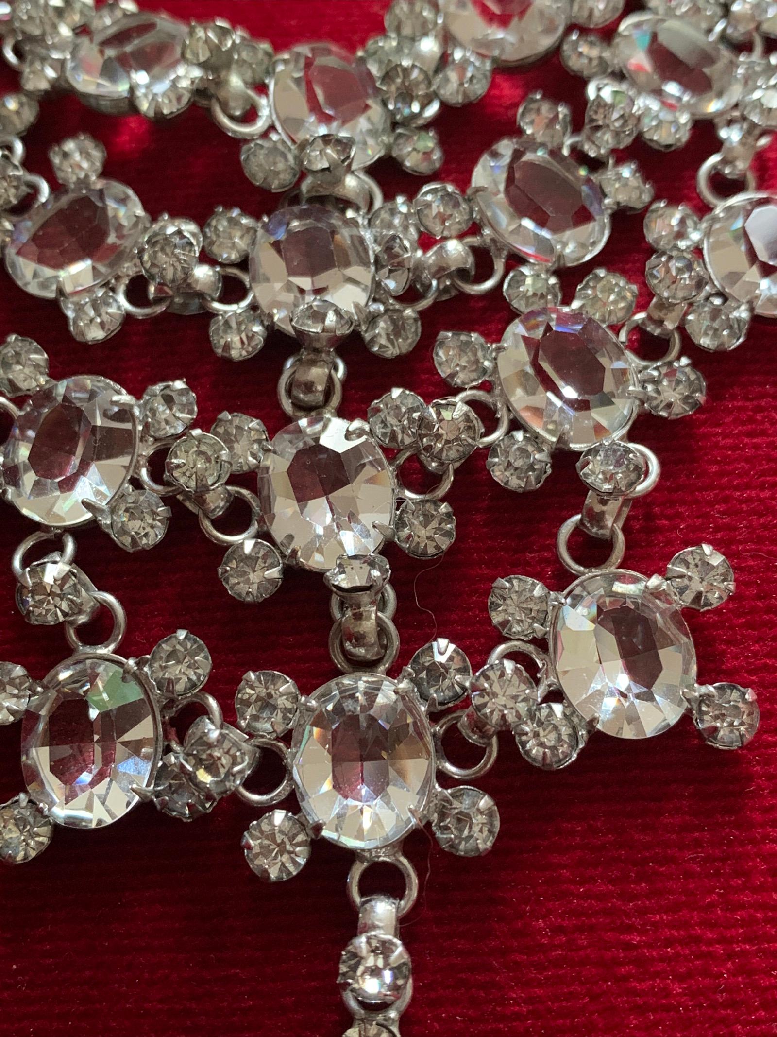 Vintage Open Back Rhinestone Bib Necklace 1950s For Sale 7