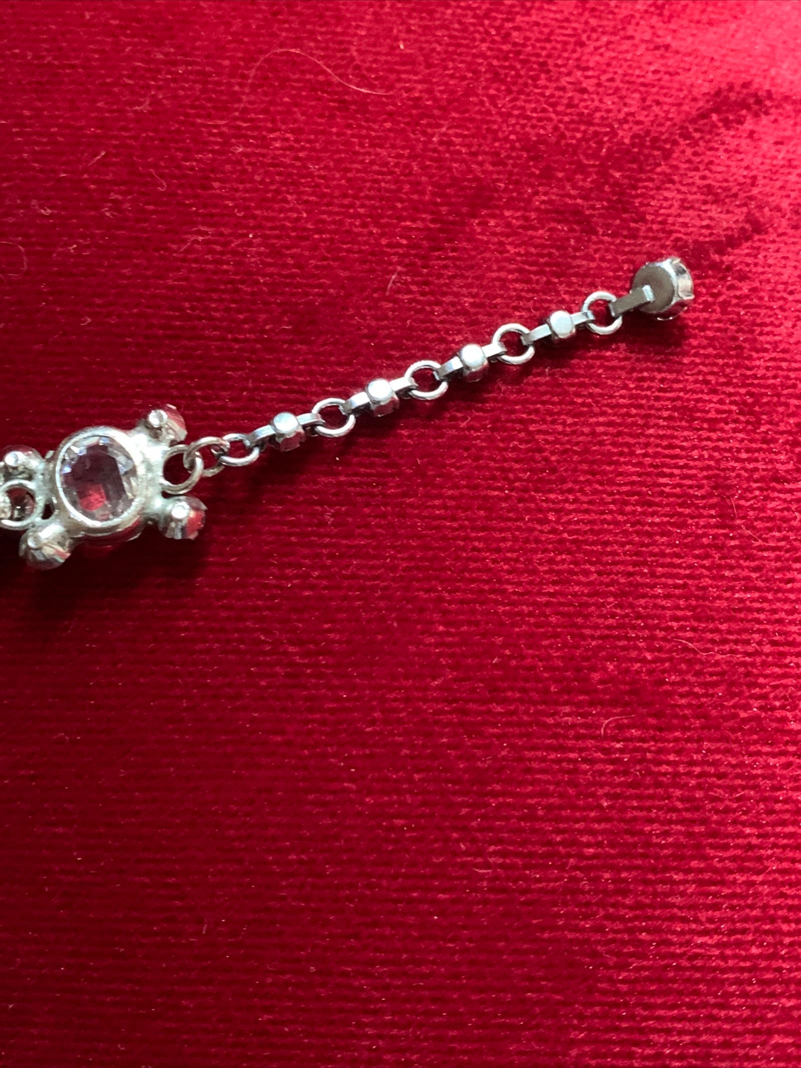 Vintage Open Back Rhinestone Bib Necklace 1950s For Sale 10