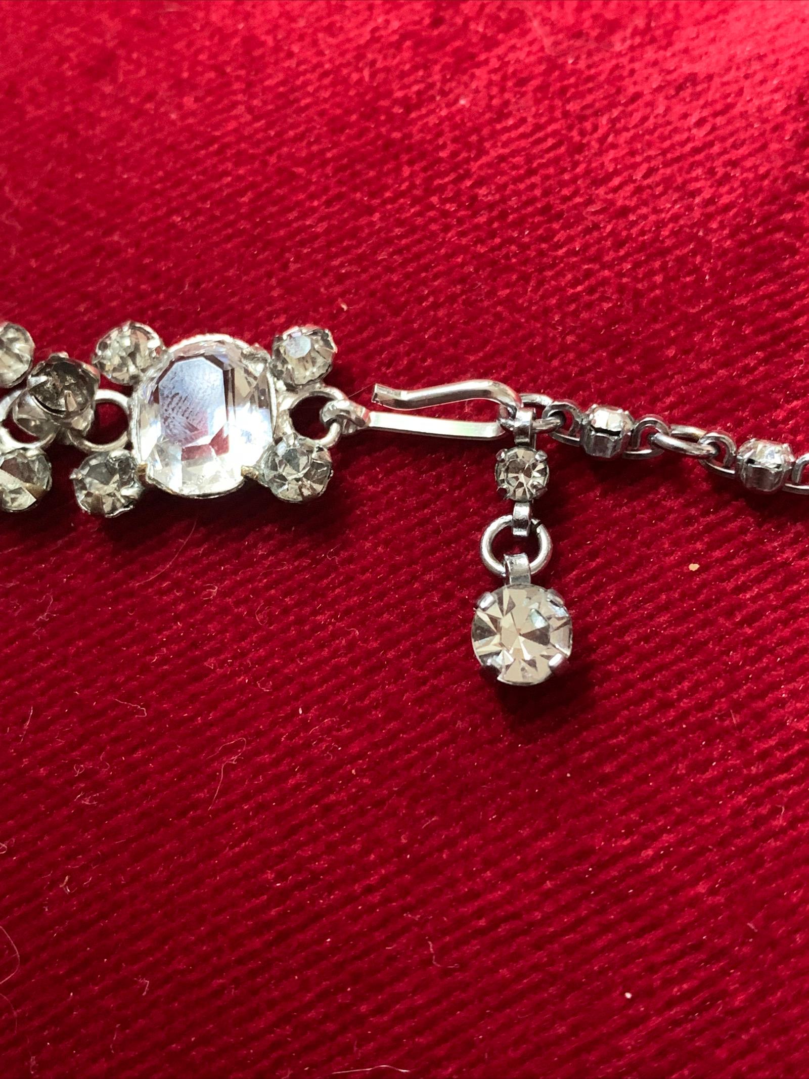 Vintage Open Back Rhinestone Bib Necklace 1950s For Sale 13