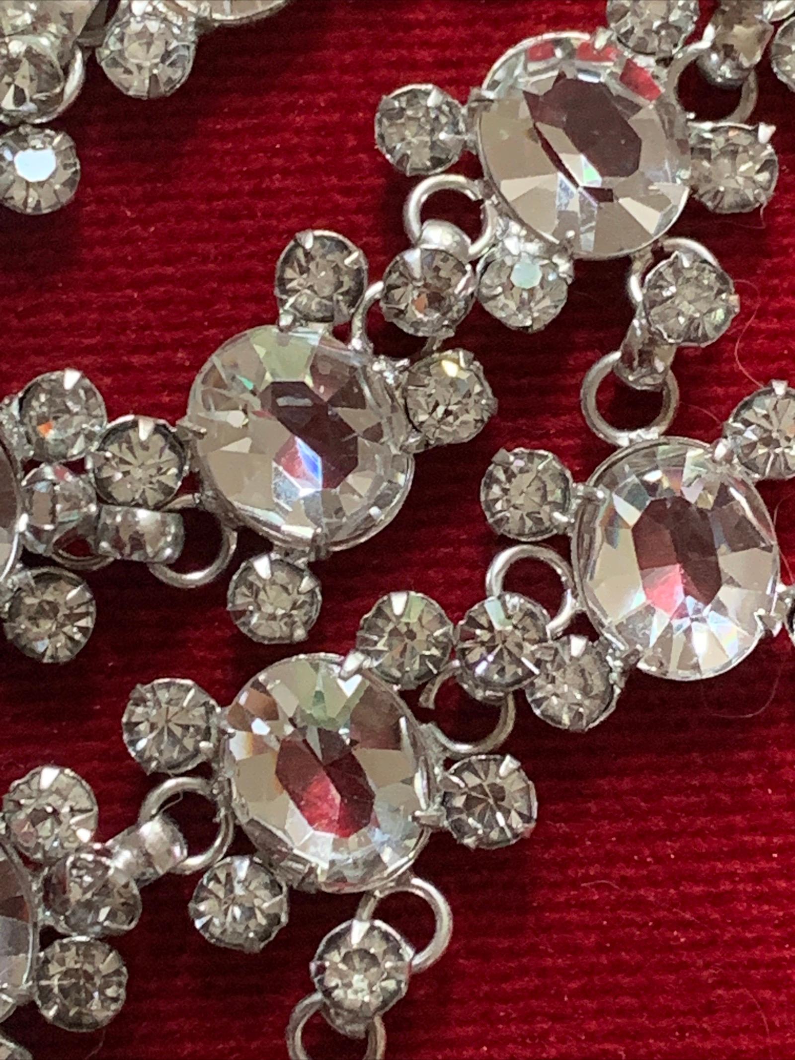 Vintage Open Back Rhinestone Bib Necklace 1950s In Good Condition For Sale In Romford, GB