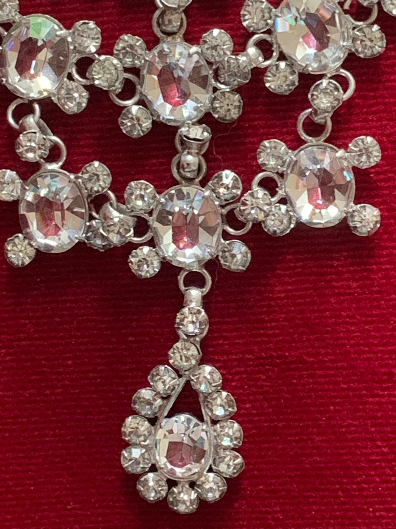 Women's Vintage Open Back Rhinestone Bib Necklace 1950s For Sale