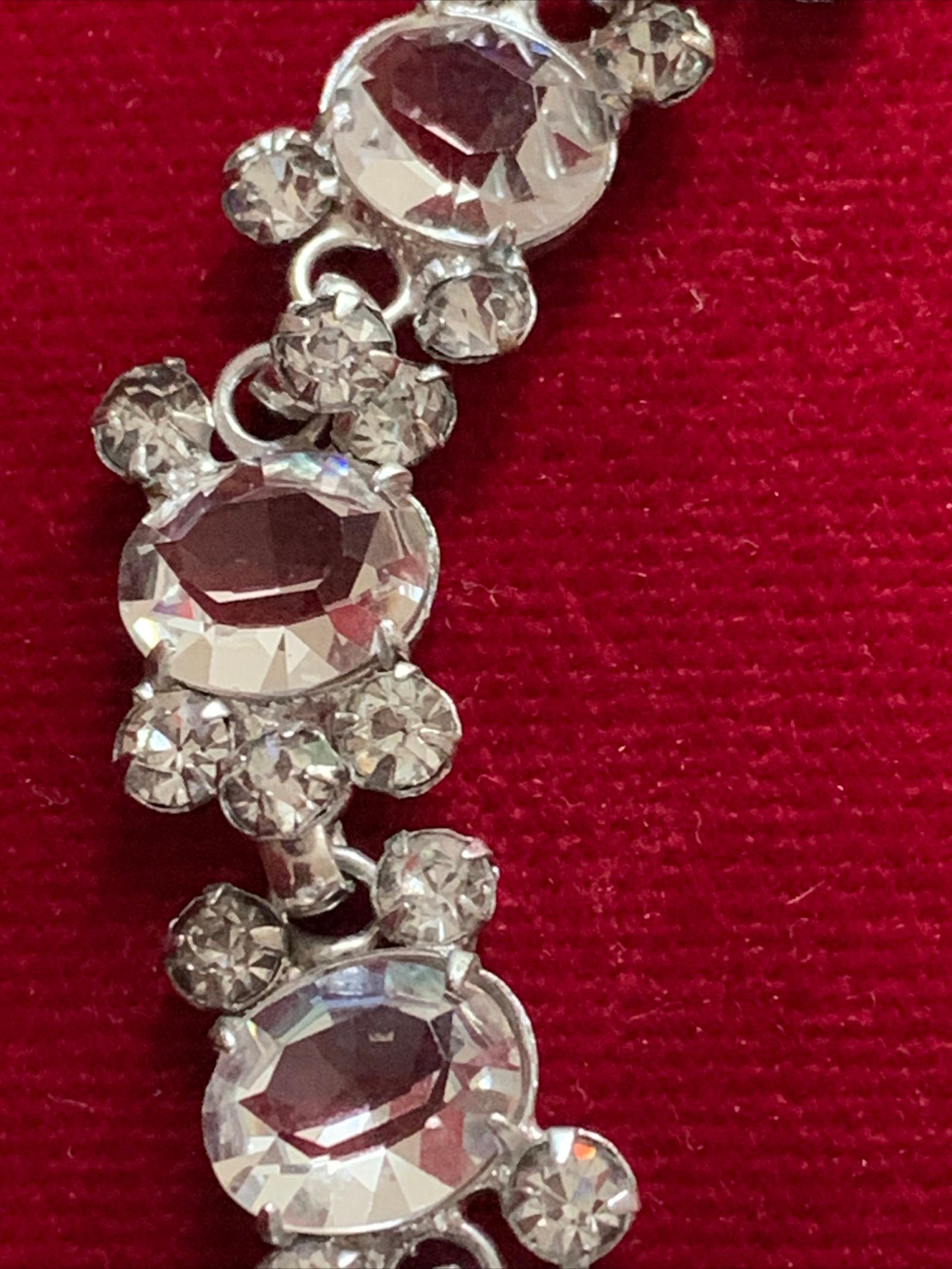 Vintage Open Back Rhinestone Bib Necklace 1950s For Sale 3