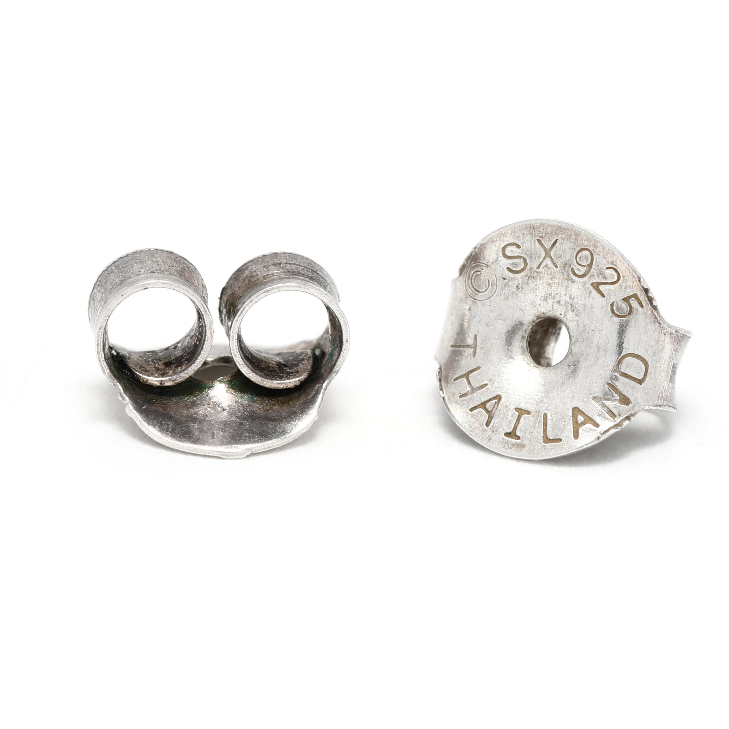 Women's or Men's Vintage Open Circle Scroll Dangle Earrings, Sterling Silver For Sale