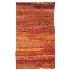 Tapis berbère orange vintage à champ ouvert