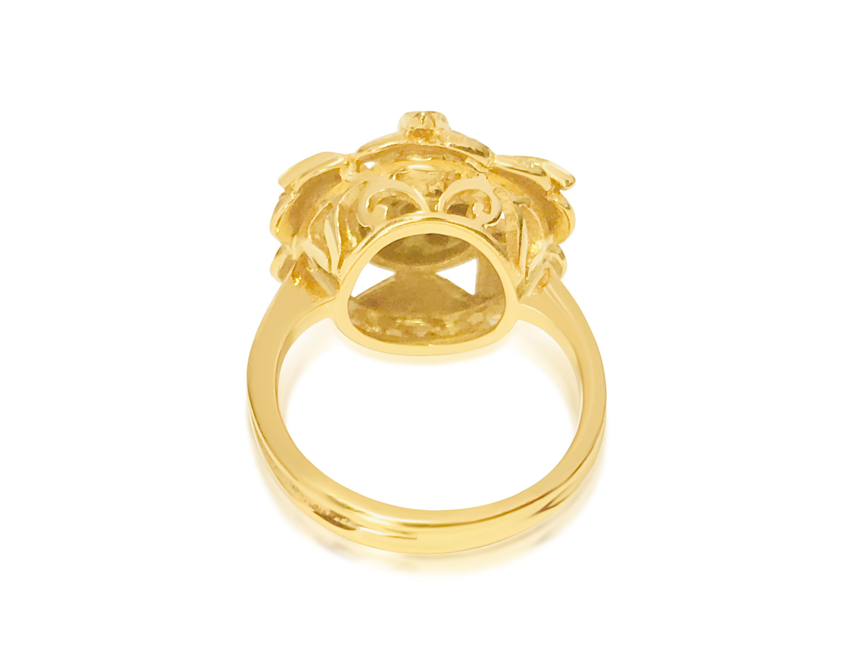 Art Nouveau Vintage Open Flower Ladies Diamond & Gold Ring For Sale