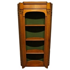 Vintage Open Neoclassical Maple Built in Corner Shelving Cabinet Salvage