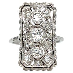 Vintage Open Work Platinum Diamond Cluster Engagement Ring - 1.23ct.