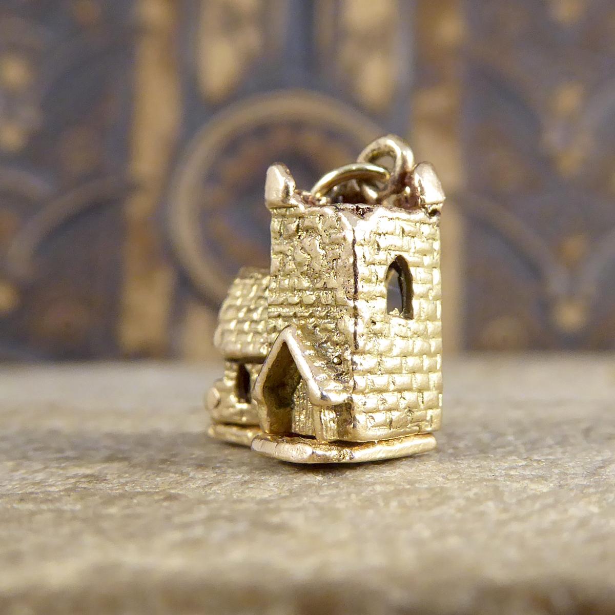 Women's or Men's Vintage Opening Church Wedding Scene Charm in 9ct Yellow Gold