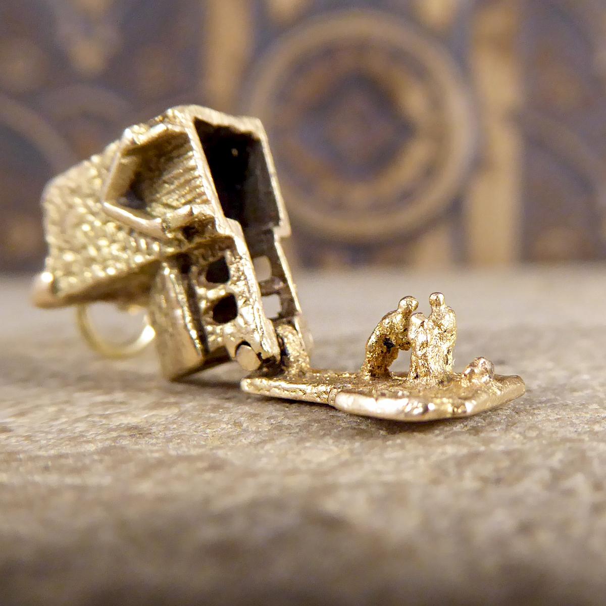Vintage Opening Church Wedding Scene Charm in 9ct Yellow Gold 1