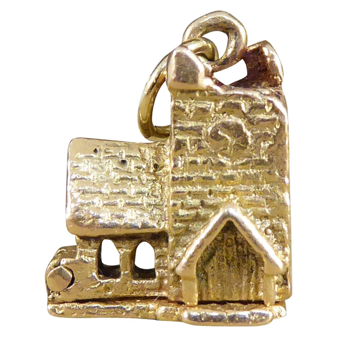 Vintage Opening Church Wedding Scene Charm in 9ct Yellow Gold