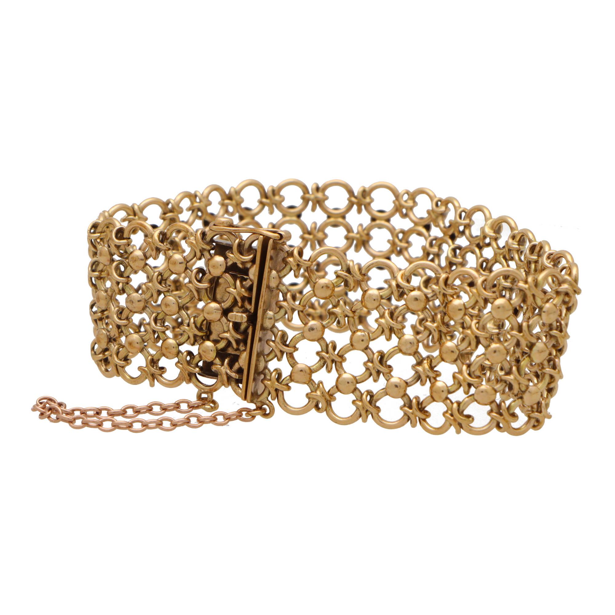 Retro Vintage Openwork Bracelet Set in 9k Yellow Gold