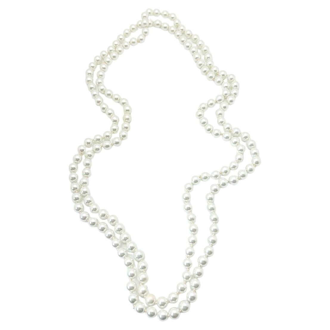 Vintage Opera Length Pearl Rope Necklace 1990s