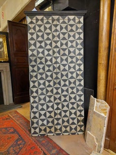 Vintage Optical Lacquered Door / Wardrobe with Frame, Early 1900s Italy