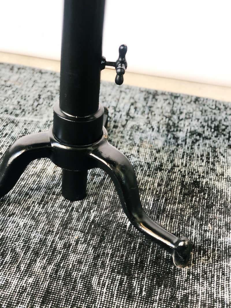 Vintage Optometrist Swivel Table with Black Glass Top and Cast Iron Base, 1940s In Good Condition In San Antonio, TX