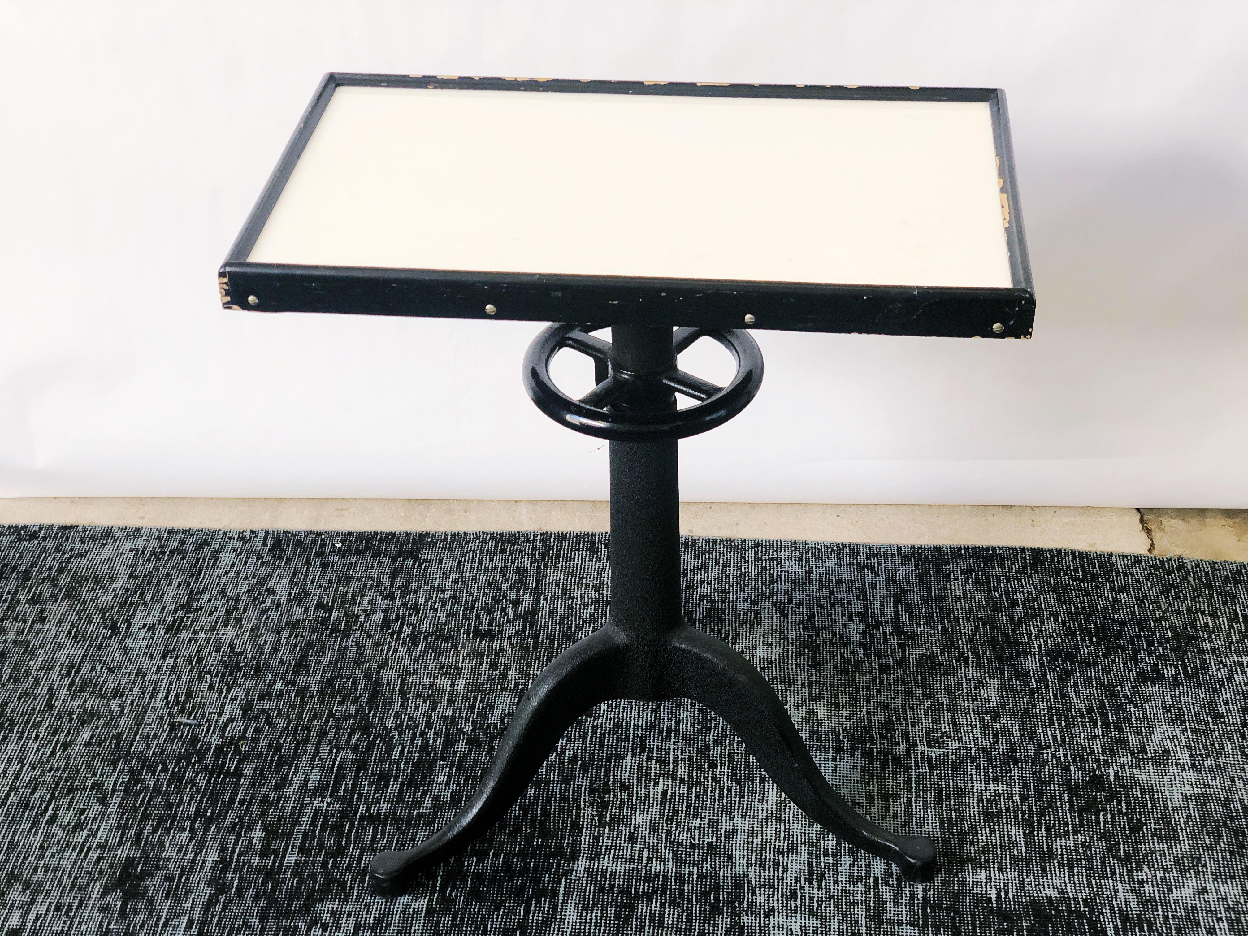 Vintage Optometrist Table with Opaque White Glass Top by Bausch & Lomb, c. 1940s 1