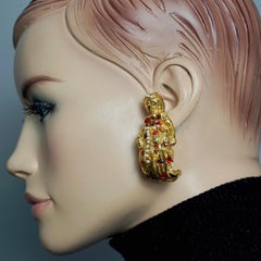 Vintage Opulent JACKY DE G Jewelled Lady Figural Earrings